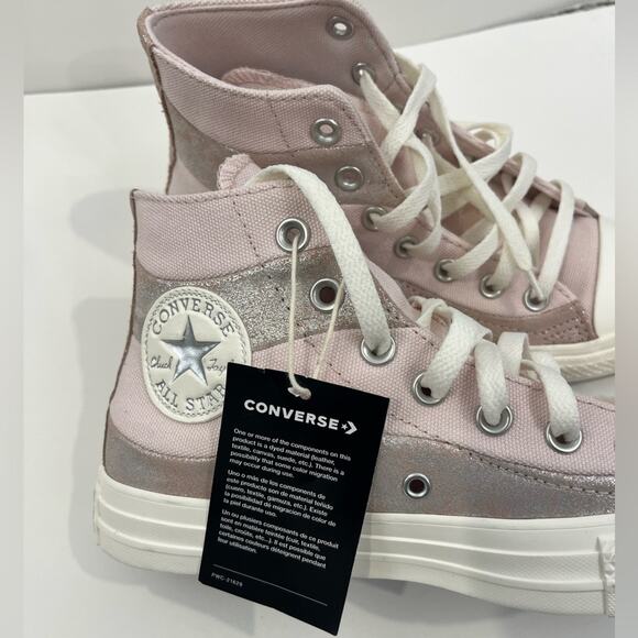 Converse Chuck Taylor All Star suede sneakers in pink metallic 7 - Picture 5 of 11